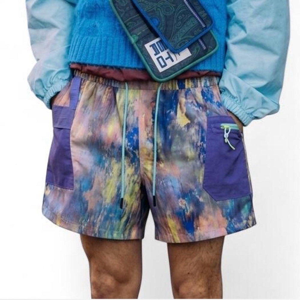 lululemon athletica Multicolor Tie-Dye Athletic Shorts with Purple Pockets